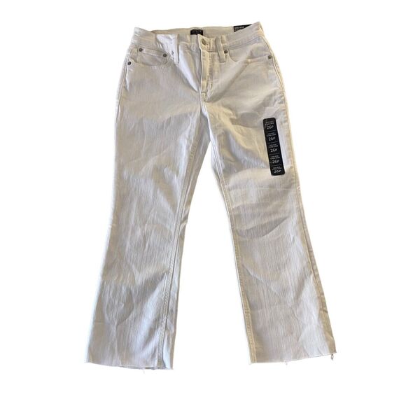 J Crew Factory Mid Rise Flare Crop Jeans 26 Petite Signature Stretch White - Picture 1 of 6